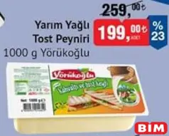 YÖRÜKOĞLU YARIM YAĞLI TOST PEYNİRİ 1000 G